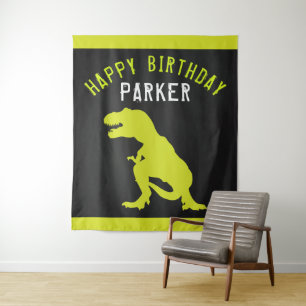 Dinosaur Happy Birthday Personalized Tapestry