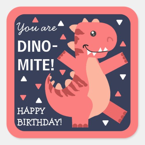 Dinosaur Happy Birthday  Square Sticker