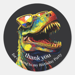 Dinosaur Happy Birthday Thank You Classic Round Sticker
