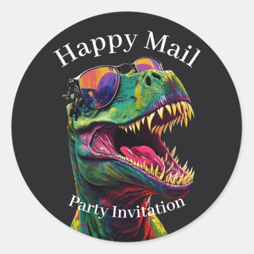 Dinosaur Happy Mail kids Classic Round Sticker