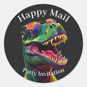 Dinosaur Happy Mail kids Classic Round Sticker