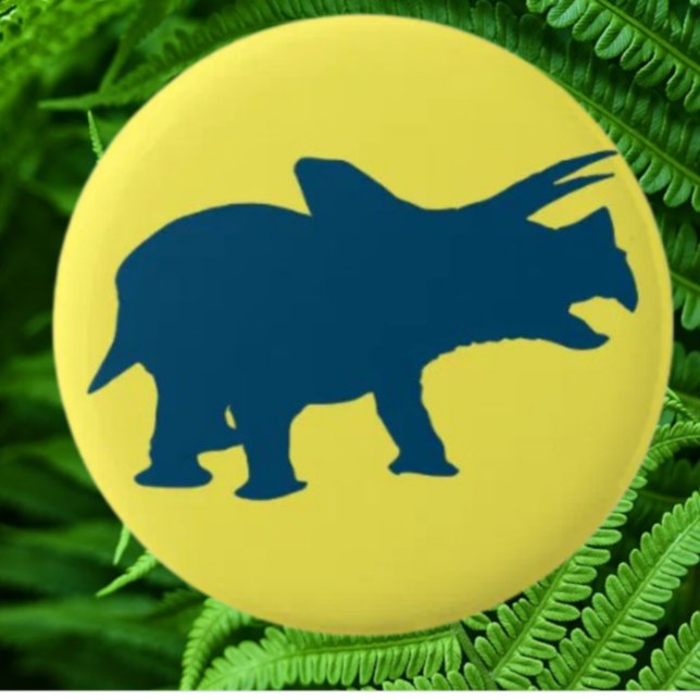 Dinosaur happy party  Yellow Button (Bring your dream party to life with our selection of quality Dinosaur themed party supplies )
