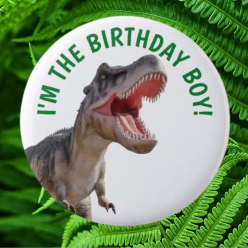 Dinosaur Happy T Rex BOY Button