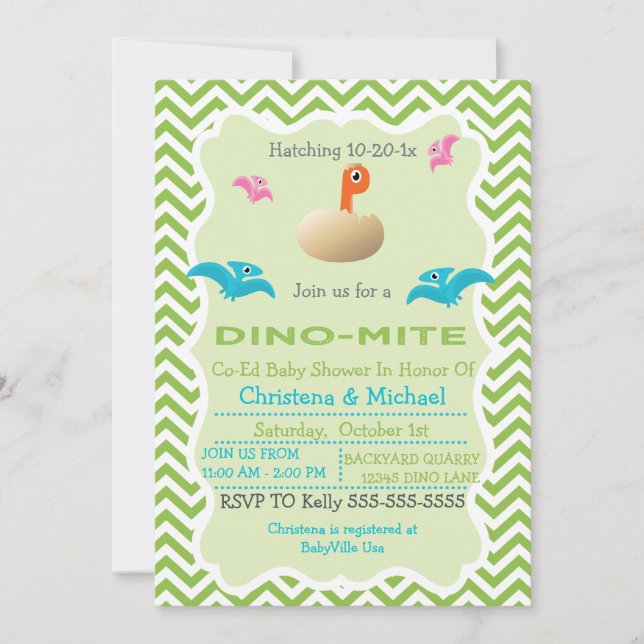Dinosaur Hatching Baby Shower Invitation (Front)