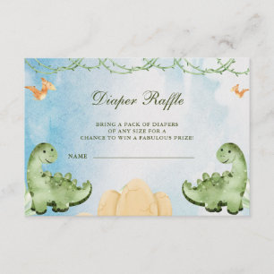 Dinosaur Hatching Soon Baby Shower Diapper Raffle Enclosure Card
