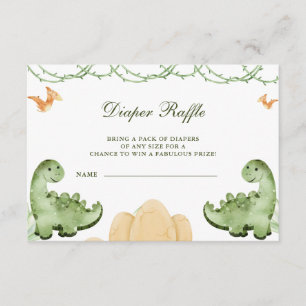 Dinosaur Hatching Soon Baby Shower Diapper Raffle Enclosure Card