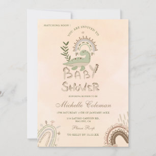 Dinosaur Hatching Soon Baby Shower Invitation
