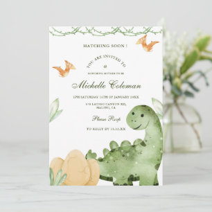 Dinosaur Hatching Soon Baby Shower Invitation
