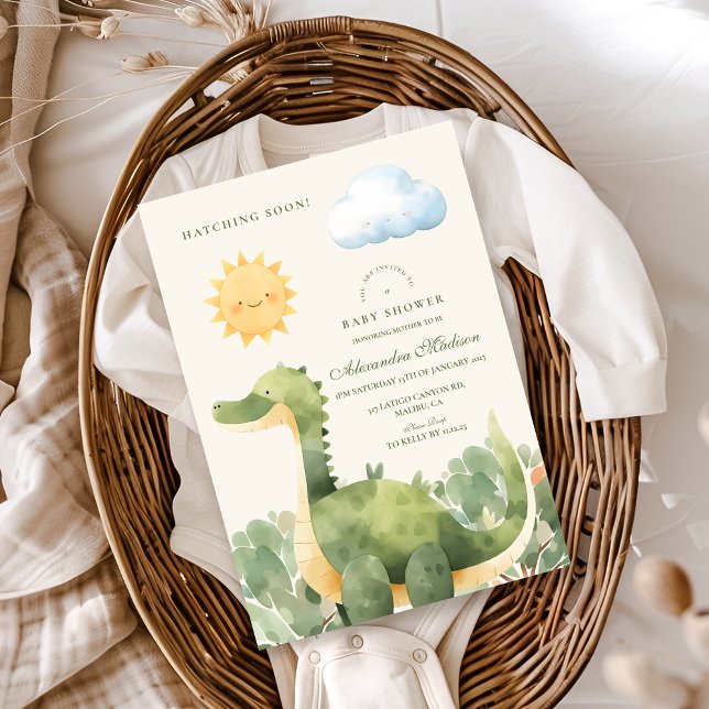 Dinosaur Hatching Soon Baby Shower Invitation (Creator Uploaded)