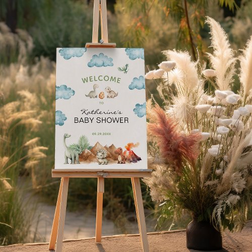 Dinosaur Hatching Soon Baby Shower Welcome Foam Board