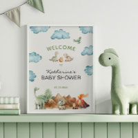 Dinosaur Hatching Soon Baby Shower Welcome