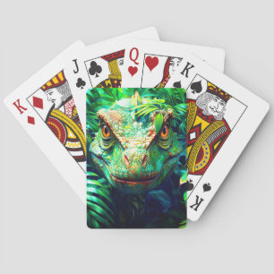 Dinosaur Head Striking Tropical Jungle Portrait Poker Cards