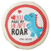Dinosaur Heart Roar Kids Valentine's Day Sugar Cookie (Front)