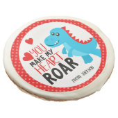 Dinosaur Heart Roar Kids Valentine's Day Sugar Cookie (Angled)