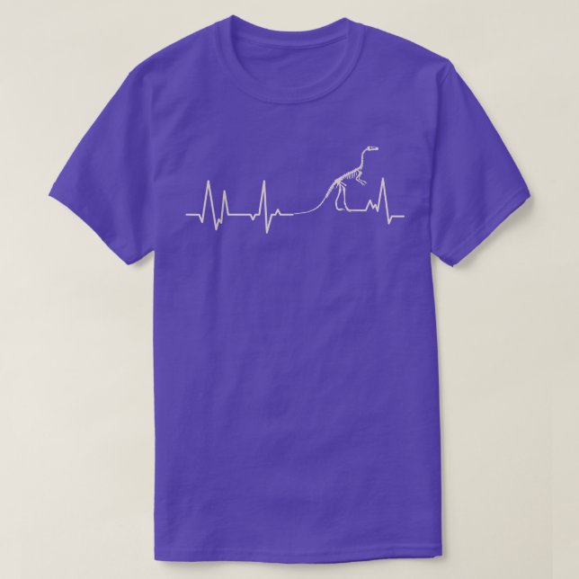 Dinosaur Heartbeat with Dinosaur Skeleton Heartbea T-Shirt (Design Front)