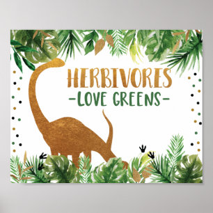 Dinosaur Herbivores Birthday Food Table Sign
