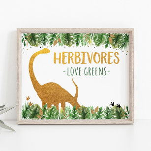 Dinosaur Herbivores Birthday Food Table Sign