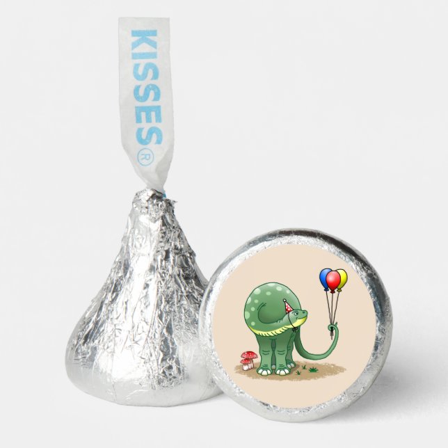 Dinosaur holding Balloons Birthday Hershey®'s Kisses® (Front)