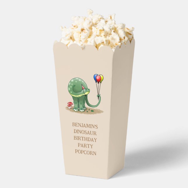 Dinosaur holding Balloons Popcorn Favor Boxes (Popped)