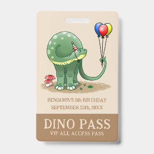 Dinosaur holding Birthday Balloons Badge