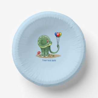 Dinosaur holding Colorful Balloons Paper Bowls