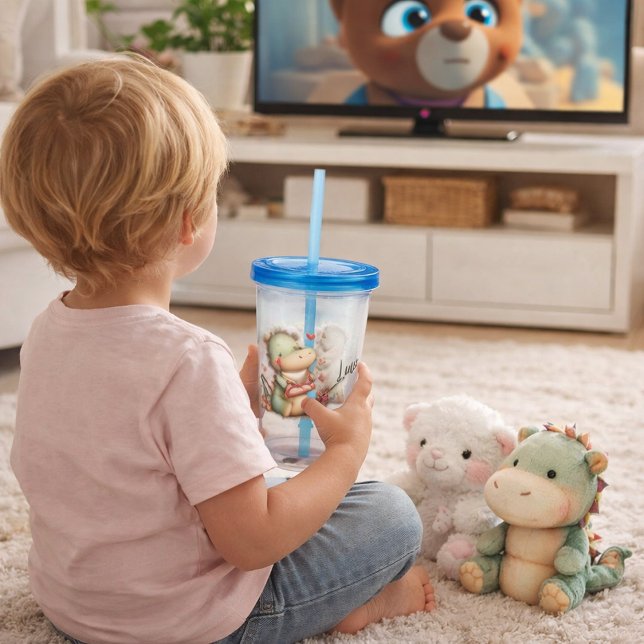 Dinosaur Holding Heart Love Letter Acrylic Tumbler (Creator Uploaded)