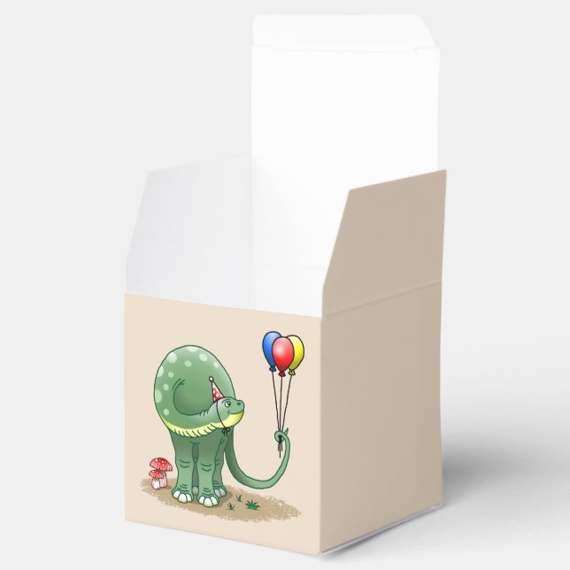 Dinosaur holding the birthday balloons favor boxes (Opened)