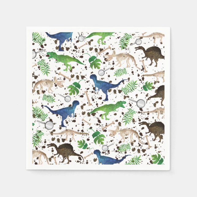 Dinosaur Hunt! Dinosaurs on Safari Boys Kids Napkins (Front)