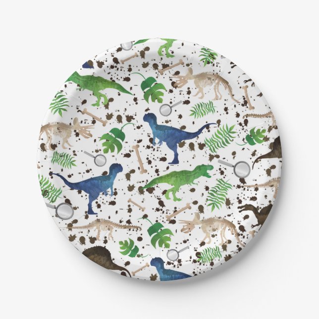 Dinosaur Hunt! Dinosaurs on Safari Boys Kids Paper Plates (Front)