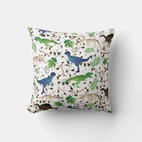 Dinosaur Hunt Dinosaurs on Safari Boys Kids Throw Pillow