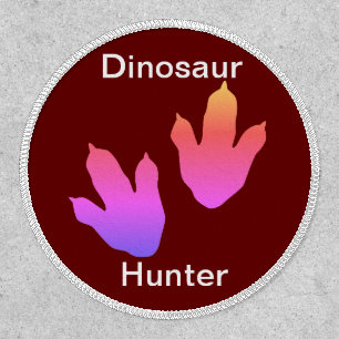 Dinosaur Hunter Dark 3" Circle, Iron-On Patch