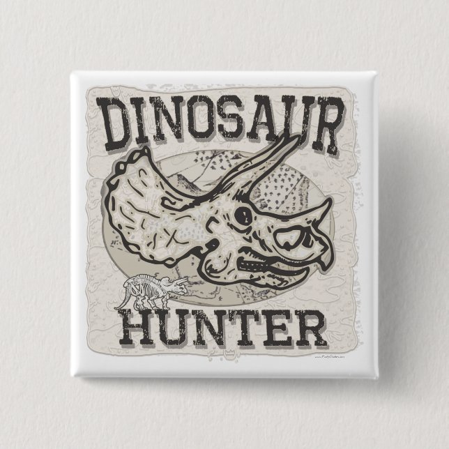 Dinosaur Hunter Design by Mudge Studios Button (Front)