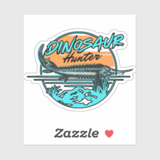 Dinosaur Hunter Sturgeon Fishing Sticker