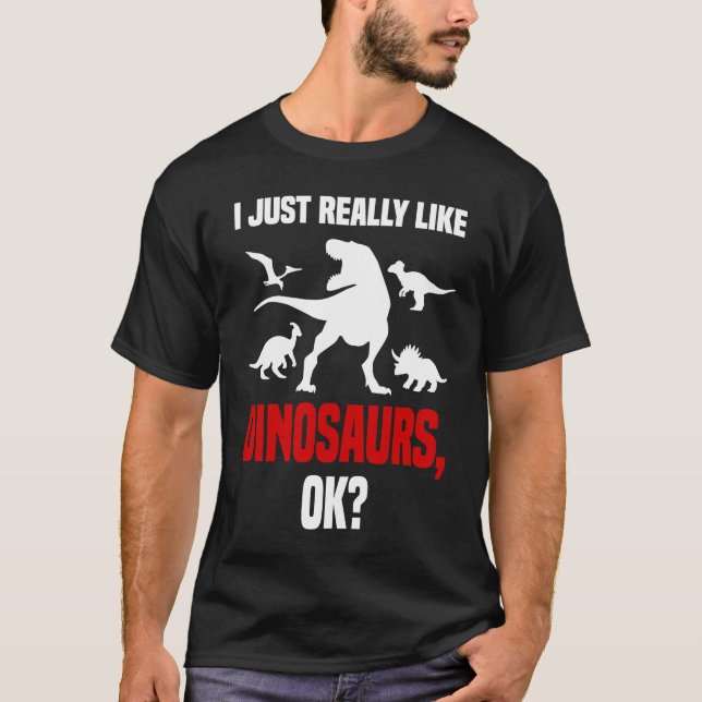 Dinosaur  I Love Dinosaurs Roaring Rex Dino T-Shirt (Front)