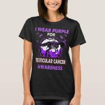 Dinosaur I Wear Purple For TESTICULAR CANCER  T-Shirt