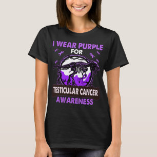 Dinosaur I Wear Purple For TESTICULAR CANCER  T-Shirt