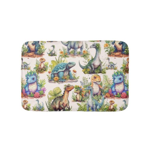 Dinosaur Illustration Bath Mat