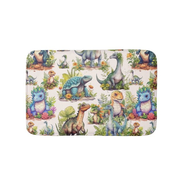 Dinosaur Illustration Bath Mat (Front)