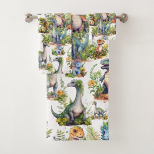 Dinosaur Illustration Bath Towel Set