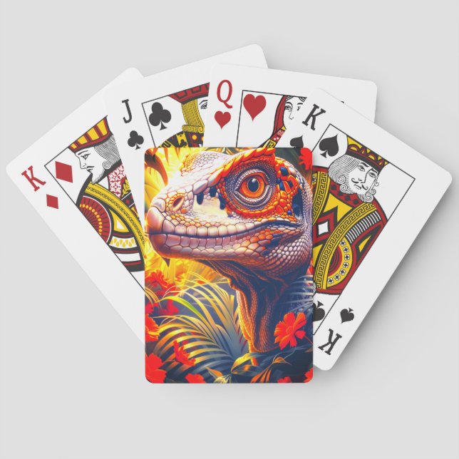Dinosaur Illustration Bold Playing Cards (Back)