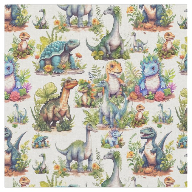Dinosaur Illustration Fabric (Close Up)