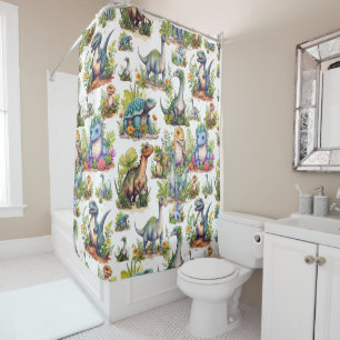 Dinosaur Illustration Shower Curtain