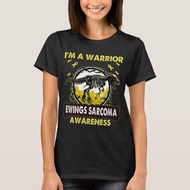 Dinosaur I'm A Warrior EWINGS SARCOMA Awareness T-Shirt (Front)