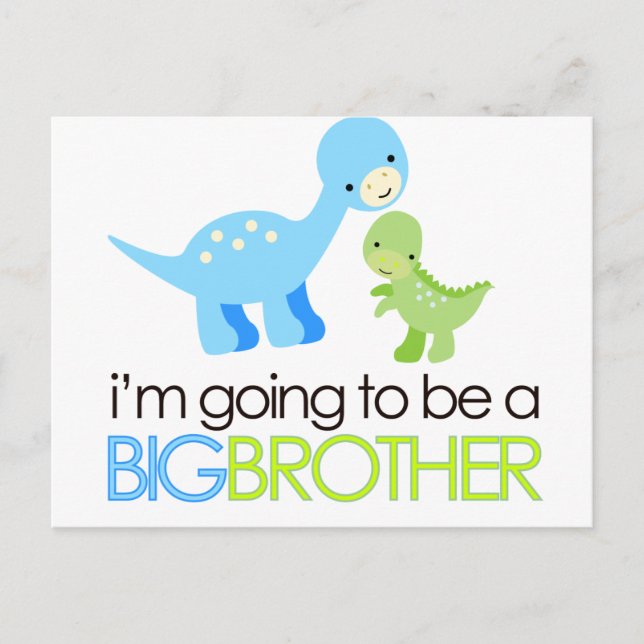 Dinosaur I'm Going to Be A Big Brother Postcard (Front)