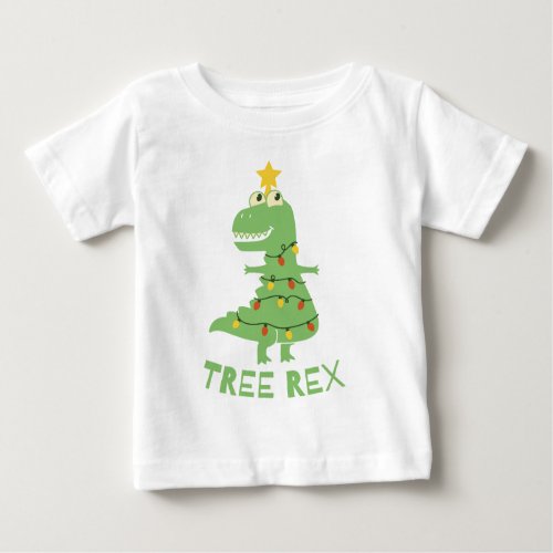 Dinosaur in christmas lights design baby T_Shirt