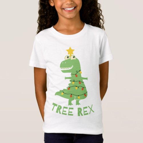 Dinosaur in christmas lights design T_Shirt