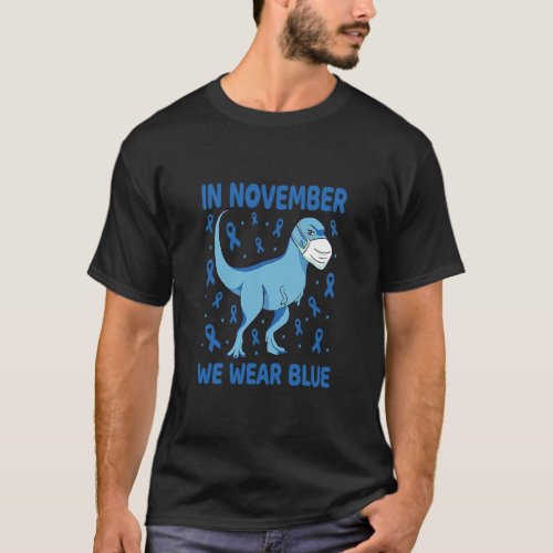 Dinosaur In November We Wear Blue Diabetes Kid Boy T_Shirt