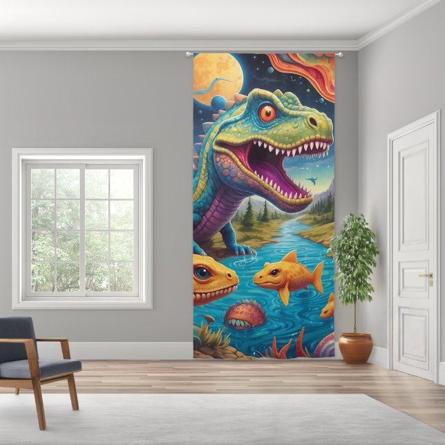 Dinosaur in Space: Cosmic Adventure for Kid Blackout Curtains (Wide)