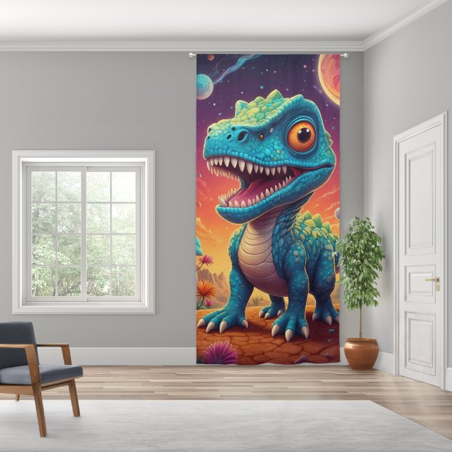 Dinosaur in Space: Cosmic Adventure for Kid Blackout Curtains (Wide)