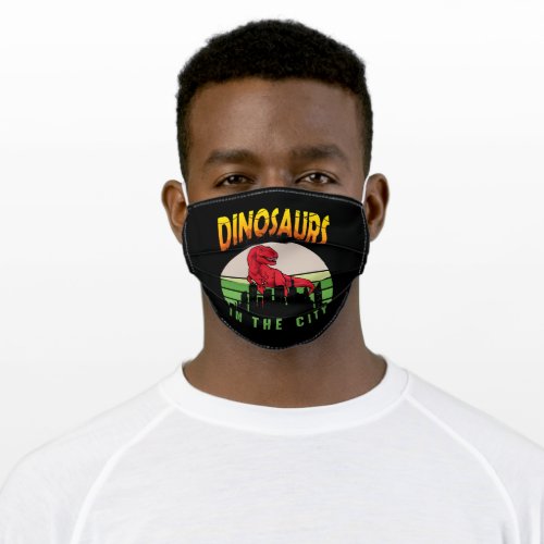 Dinosaur in the City  Dinosaur Design Adult Cloth Face Mask
